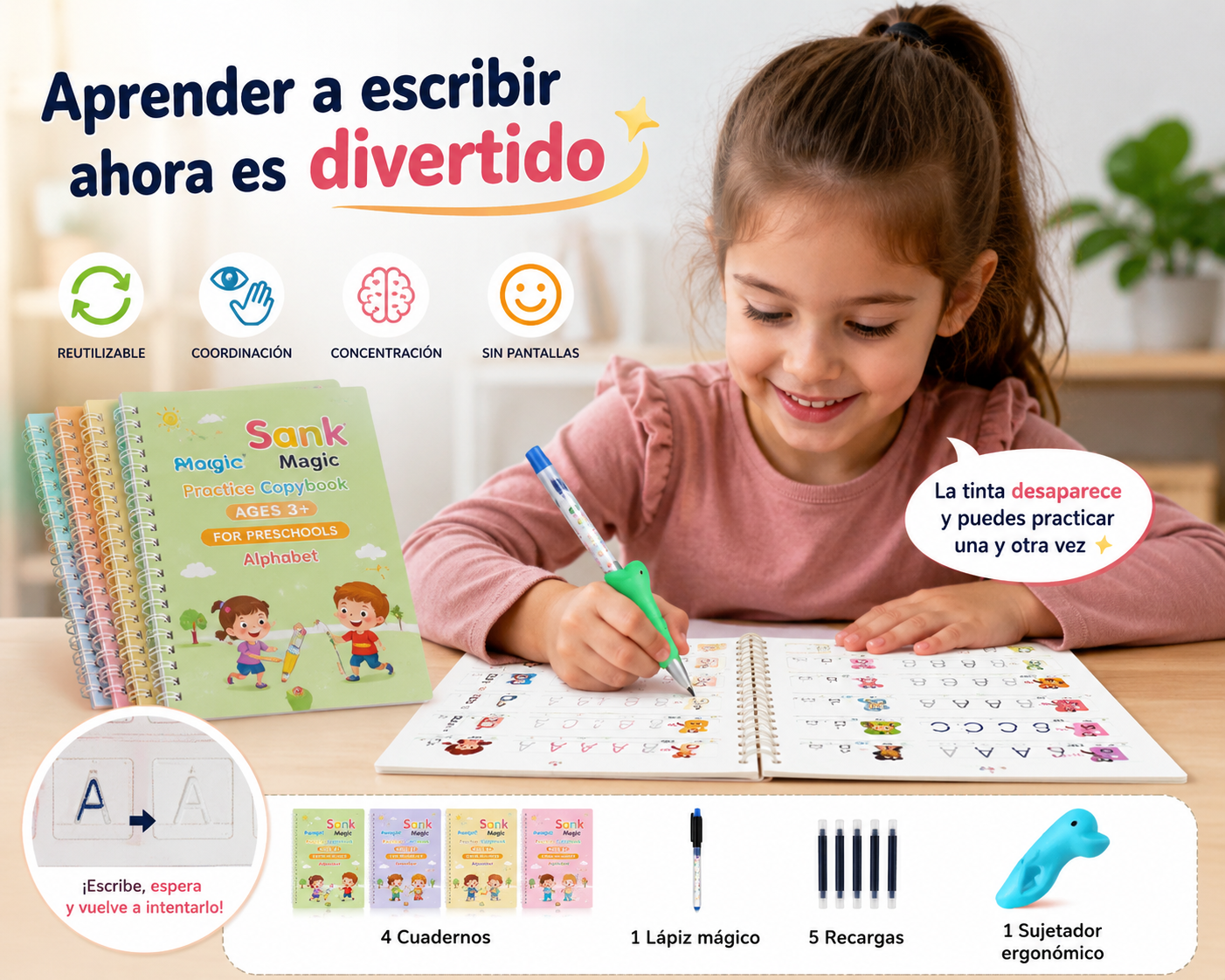 Set cuadernos mágicos caligrafía