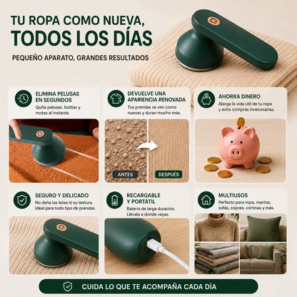 QUITA PELUSAS ELÉCTRICO RECARGABLE