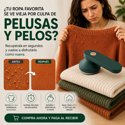 QUITA PELUSAS ELÉCTRICO RECARGABLE